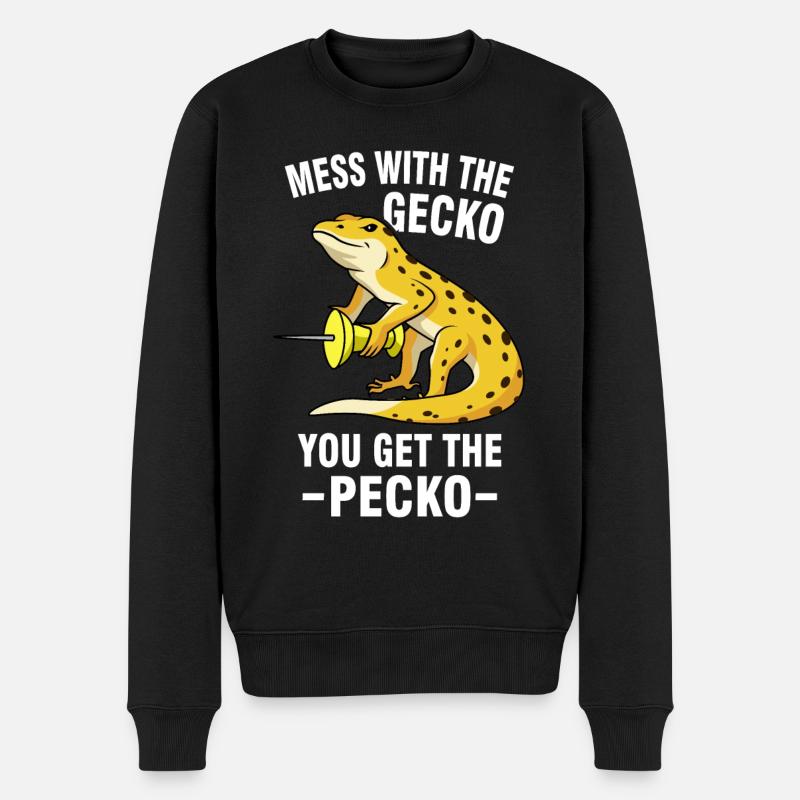 Gecko Memes - Økologisk premium-sweatshirt til mænd - sort