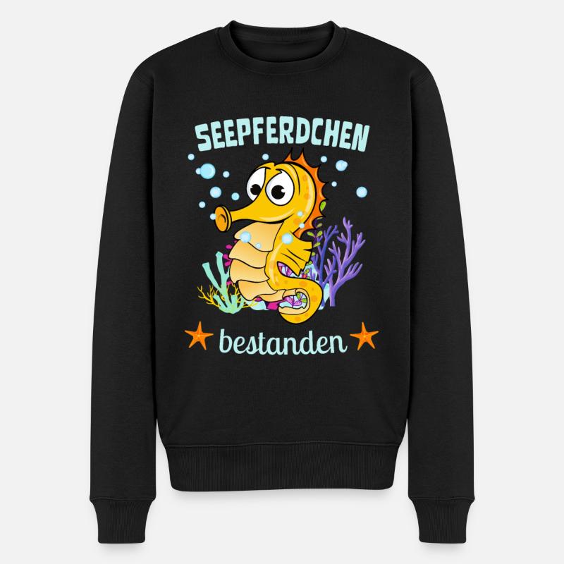 Seepferdchen Bestanden Kinder Schwimmabzeichen - Männer Premium Bio Pullover - Schwarz
