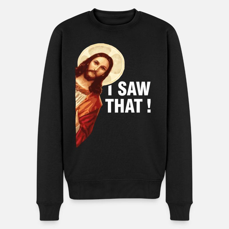 Ich Sah, Dass Jesus Christus - Männer Premium Bio Pullover - Schwarz