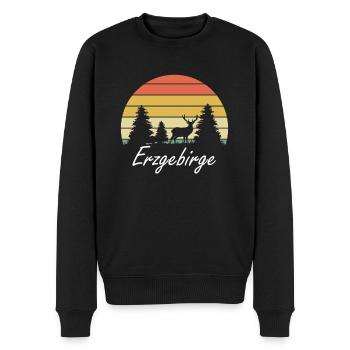 Retro Erzgebirge Sachsen Berge Wandern Geschenke - Männer Premium Bio Pullover - Schwarz - Vorne - Nico (187cm)