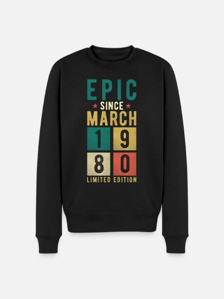 Birthday March 1980 - Men's Premium Organic Jumper - black
