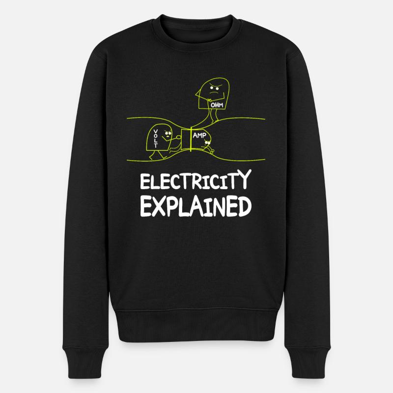 Electricity explains electronics technician Electrician - Men's Premium Organic Jumper - black