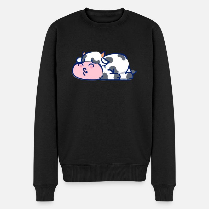 Schlafende Kuh - Männer Premium Bio Pullover - Schwarz