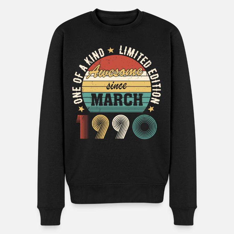 Awesome since March 1990 - Männer Premium Bio Pullover - Schwarz