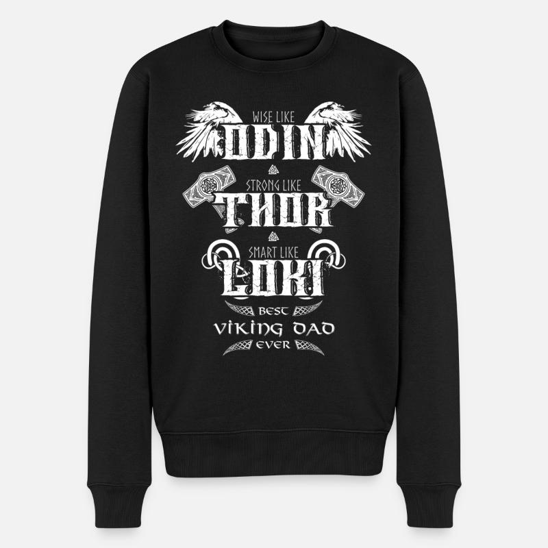 Viking Dad Odin Thor Loki Vatertag Wikinger Papa - Männer Premium Bio Pullover - Schwarz