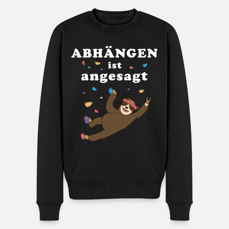 Bouldern Faultier Klettern Freizeit Hobby - Männer Premium Bio Pullover - Schwarz