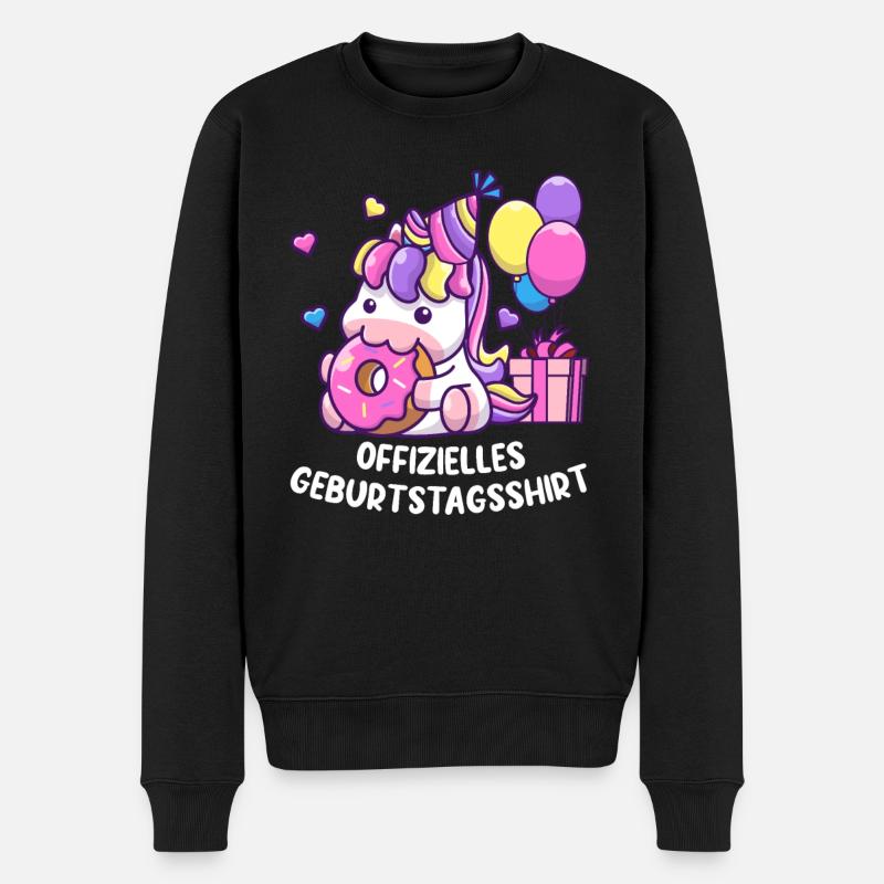 Einhorn Kindergeburtstag Geburtstagsshirt - Männer Premium Bio Pullover - Schwarz