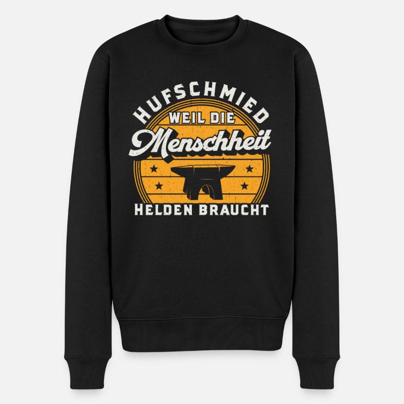 Hufschmied Spruch Pferdeschmied Hufbeschlagschmied - Männer Premium Bio Pullover - Schwarz