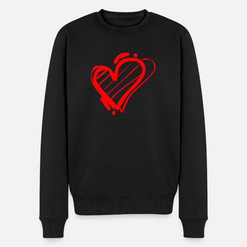 Herz - Männer Premium Bio Pullover - Schwarz