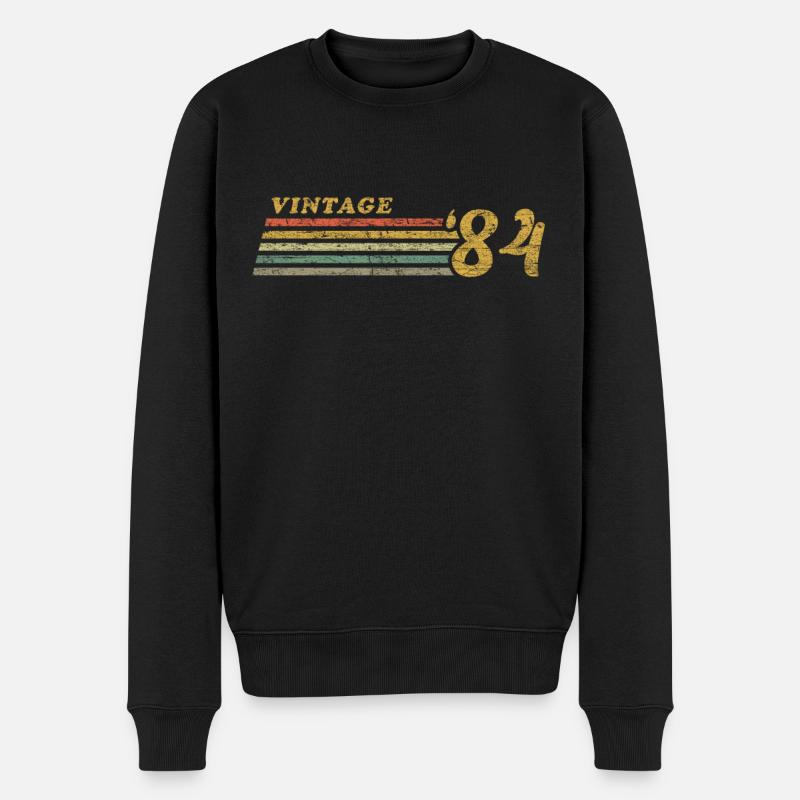 Vintage 1984 70s Retro Style - Männer Premium Bio Pullover - Schwarz