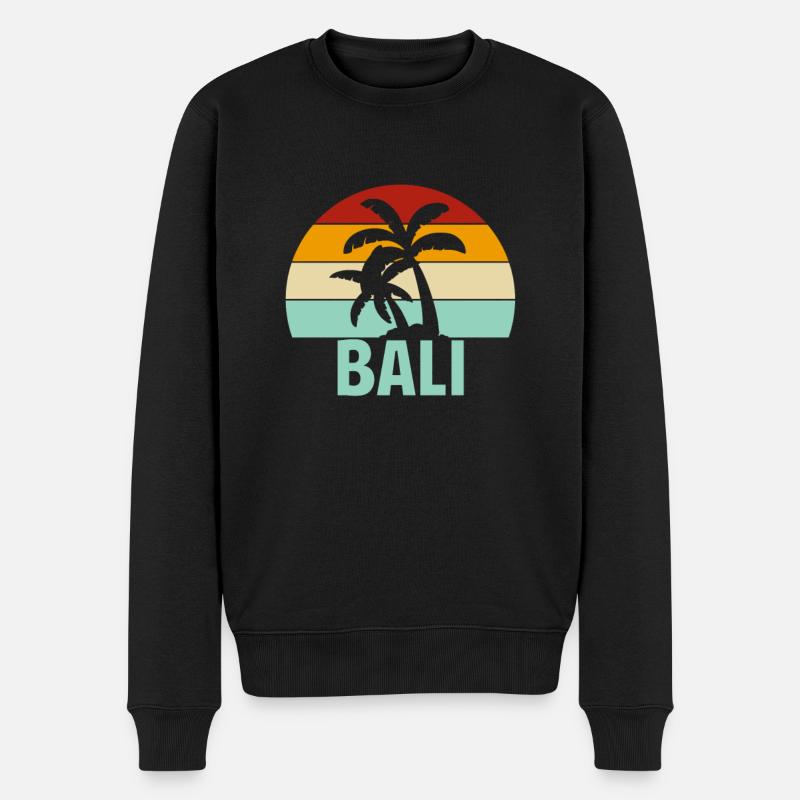 Bali Retro Palm - Pull Premium bio Homme - noir
