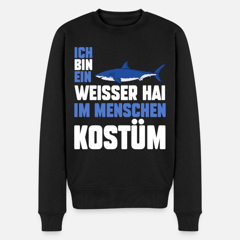 Weißer Hai - Männer Premium Bio Pullover - Schwarz