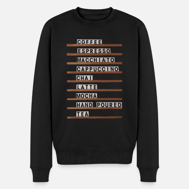 Kaffee Sorten Coffeeshop Barista Hipster - Männer Premium Bio Pullover - Schwarz