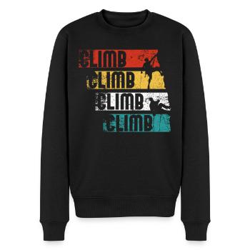 Retro Klettern - Männer Premium Bio Pullover - Schwarz - Vorne - Nico (187cm)