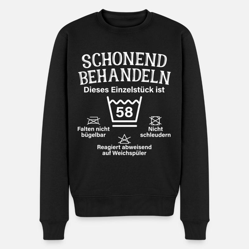 Schonend Behandeln 58. Geburtstag Einzelstück 58 - Männer Premium Bio Pullover - Schwarz