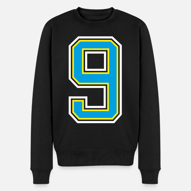 Zahl 9 Blaues Design - Männer Premium Bio Pullover - Schwarz