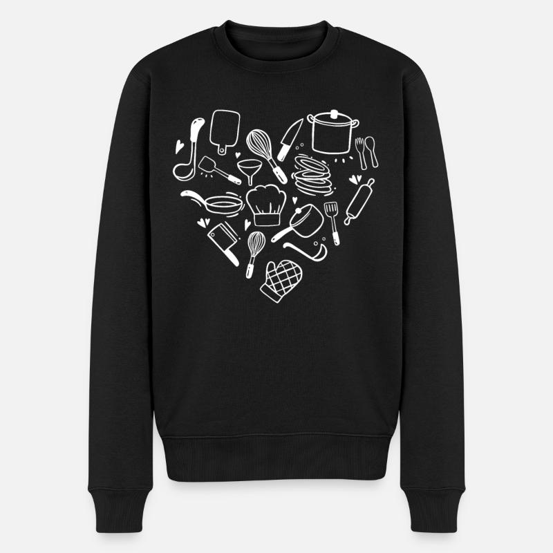 Chef Chef Heart - Men's Premium Organic Jumper - black