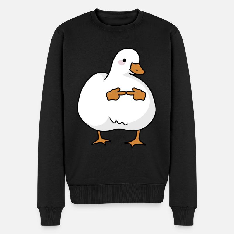 Oie timide et mignonne - Pull Premium bio Homme - noir