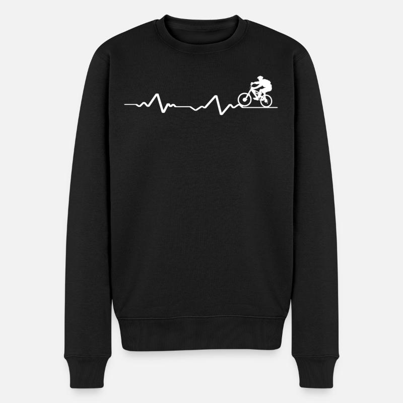 Fahrrad Auf EKG Linie - Männer Premium Bio Pullover - Schwarz