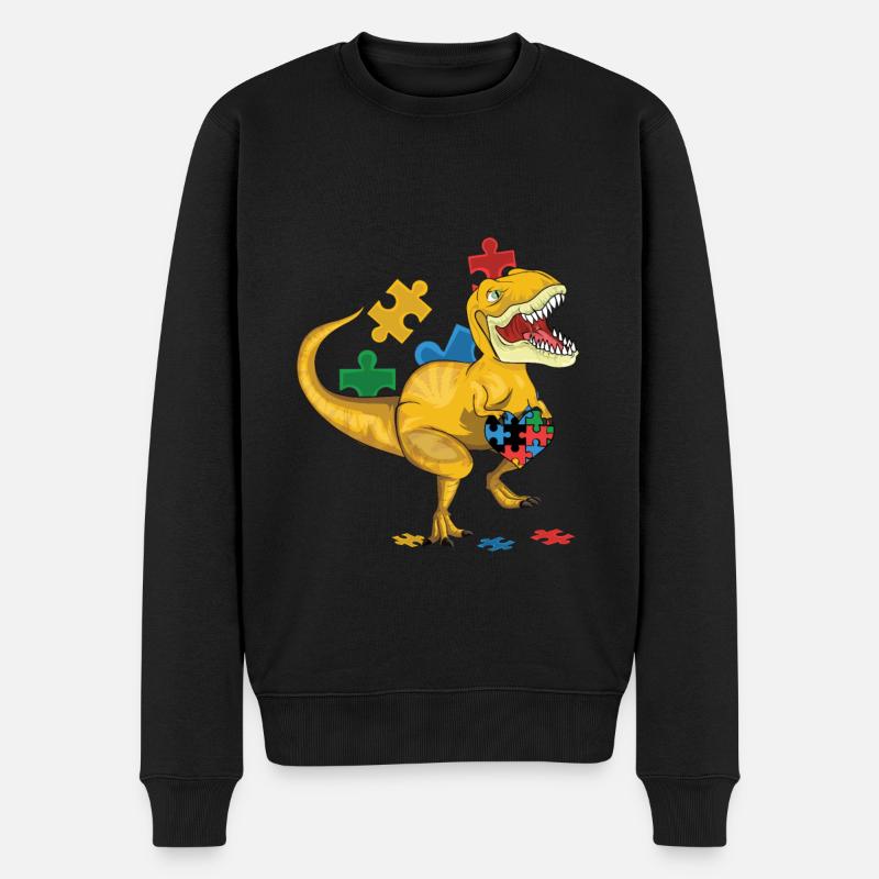 Dinosaurier-liebes-spezial-puzzle - Männer Premium Bio Pullover - Schwarz