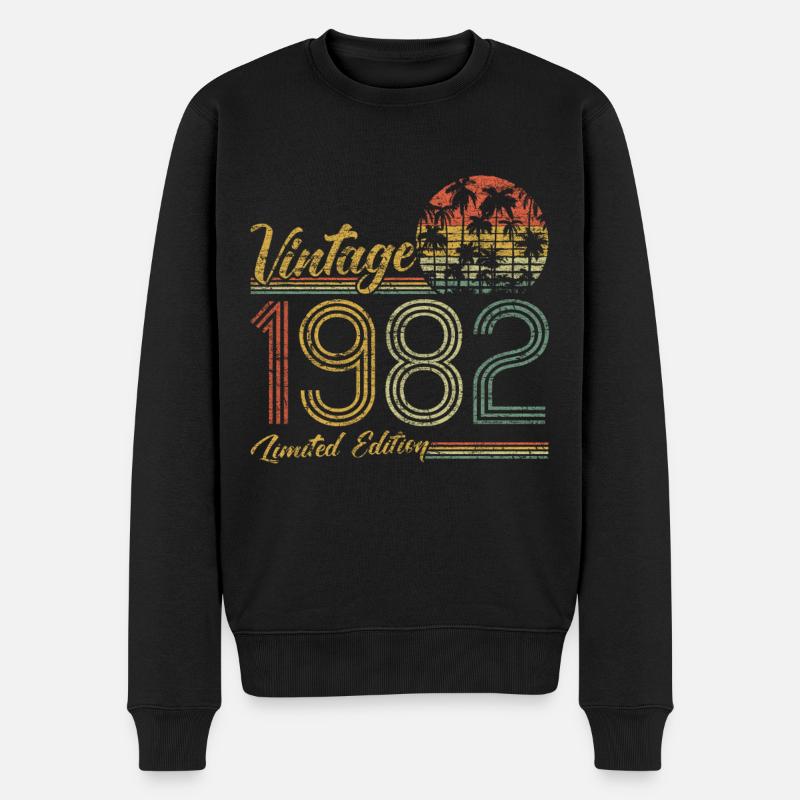 Vintage 1982 Limited Edition - Männer Premium Bio Pullover - Schwarz