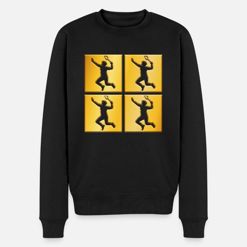 Badminton goldenes Logo - Männer Premium Bio Pullover - Schwarz