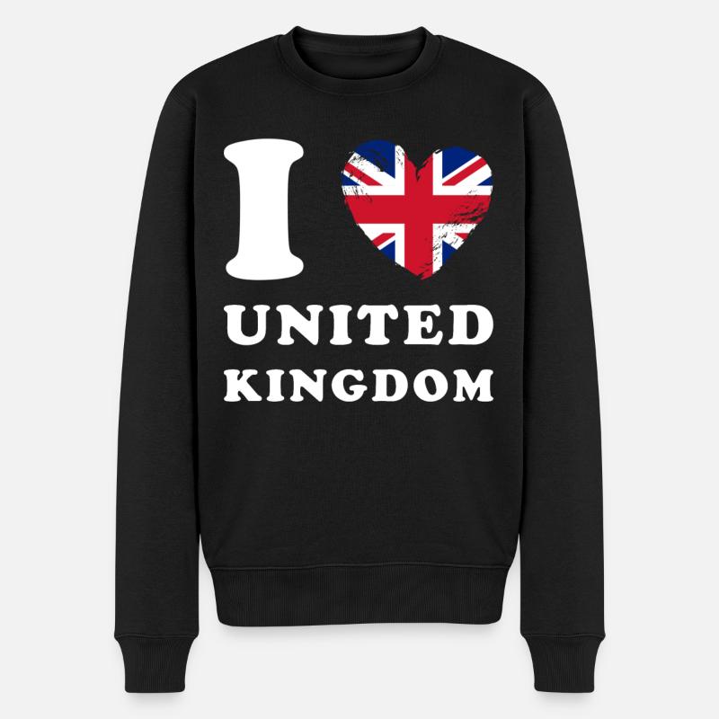England I love United Kingdom - Männer Premium Bio Pullover - Schwarz