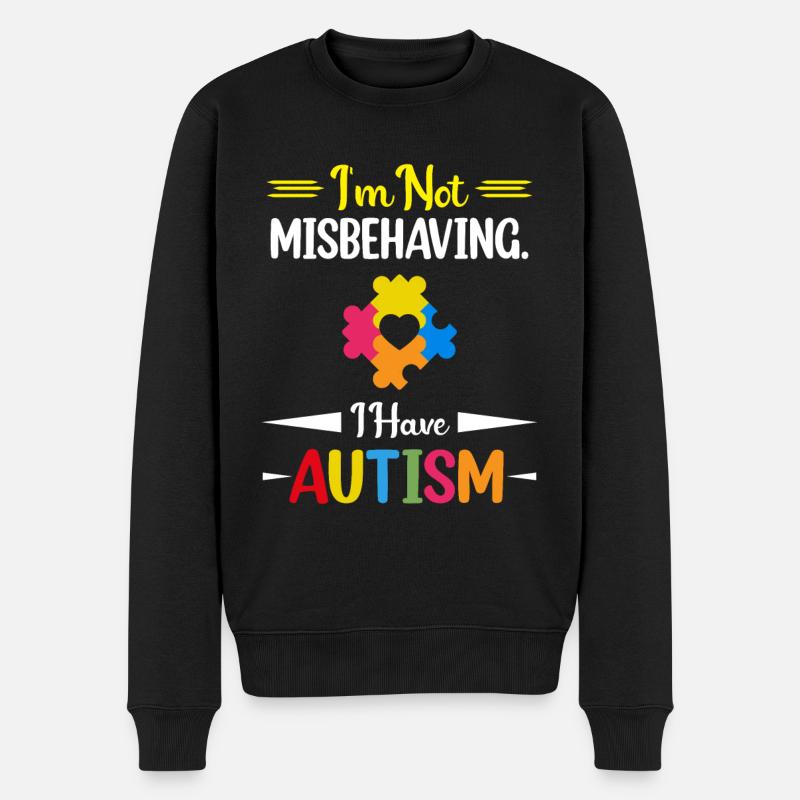 Je ne me comporte pas mal J’ai un ruban autiste autiste - Pull Premium bio Homme - noir