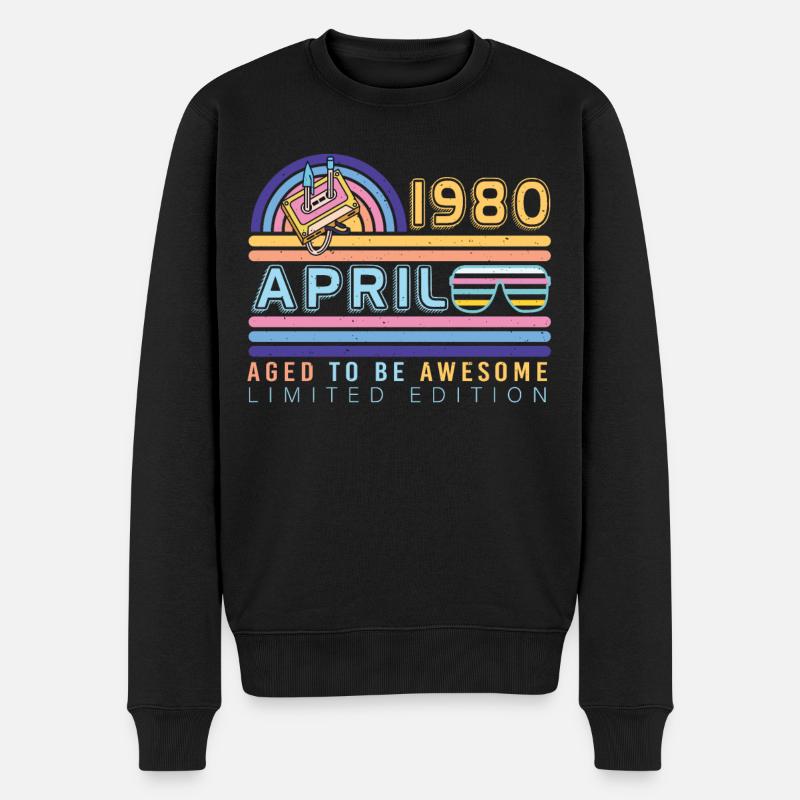 Né en avril 1980 - Pull Premium bio Homme - noir