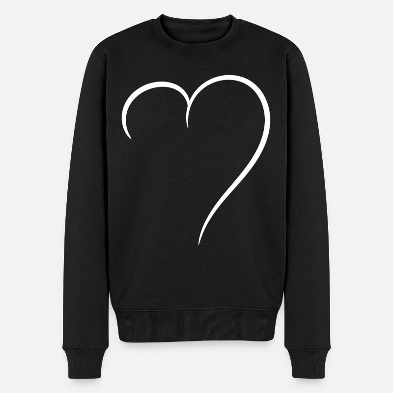 Demi-cœur d’amour blanc - Pull Premium bio Homme - noir