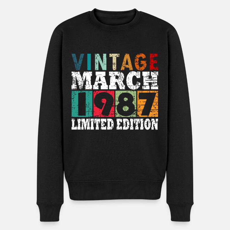 1987 Naissance en mars - Pull Premium bio Homme - noir