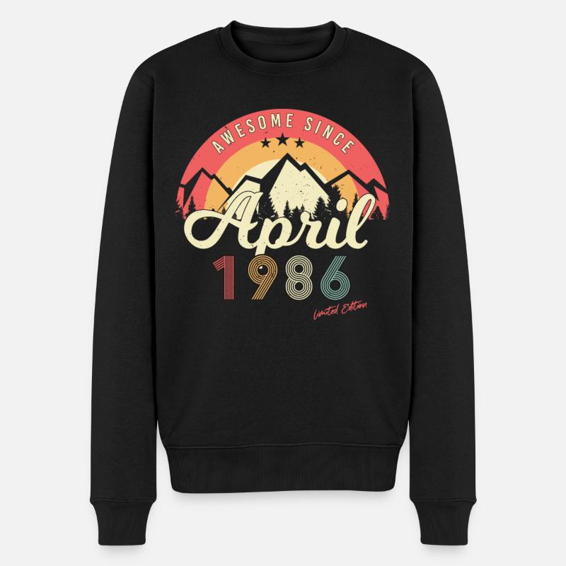 Geboren April 1986 - Männer Premium Bio Pullover - Schwarz