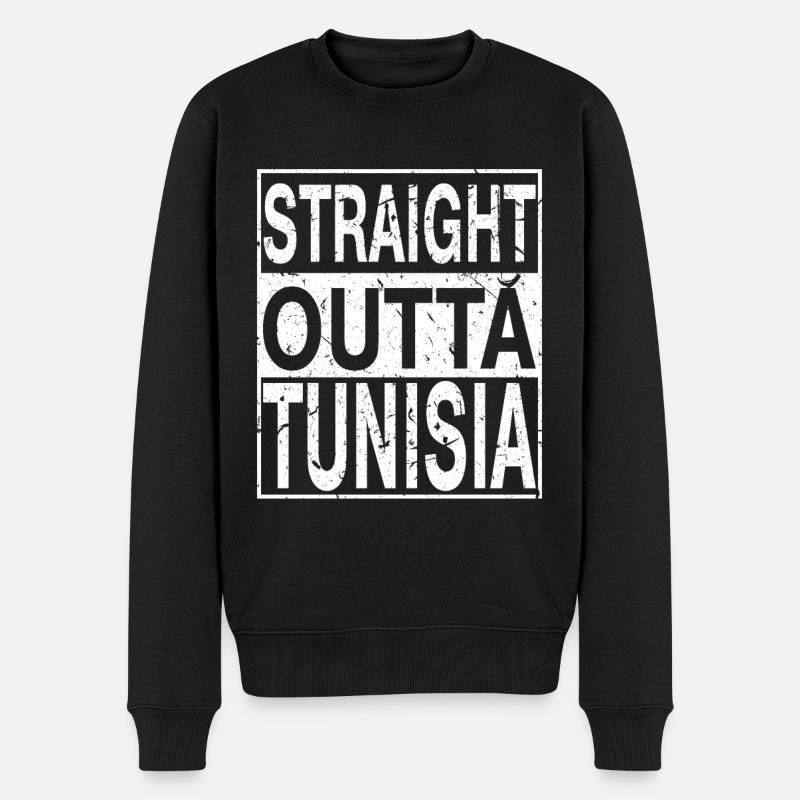 Tunesien Straight outta Tunesien - Männer Premium Bio Pullover - Schwarz