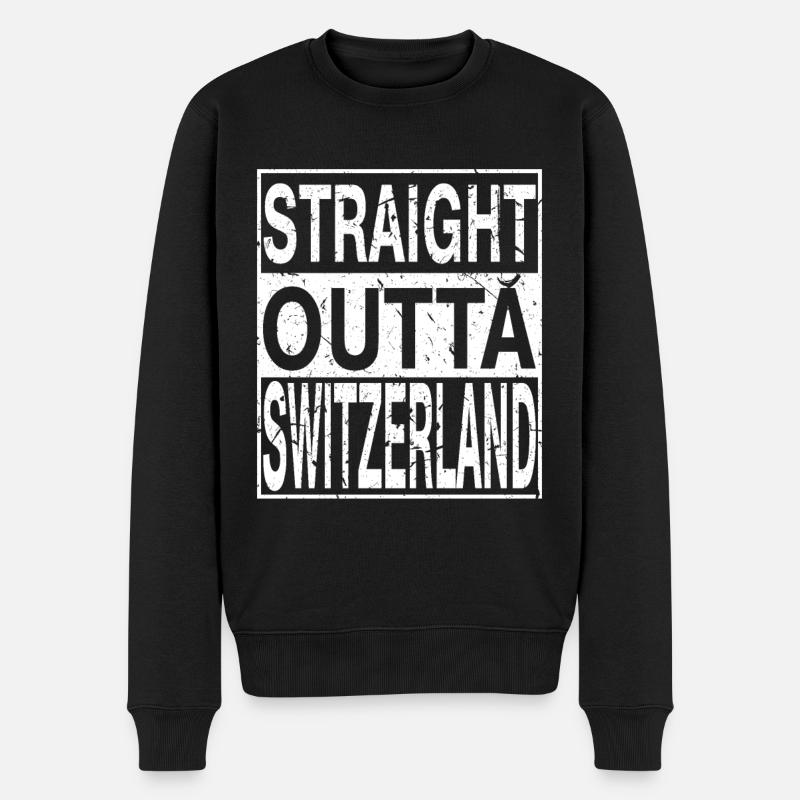 Schweiz Straight outta Schweiz - Männer Premium Bio Pullover - Schwarz