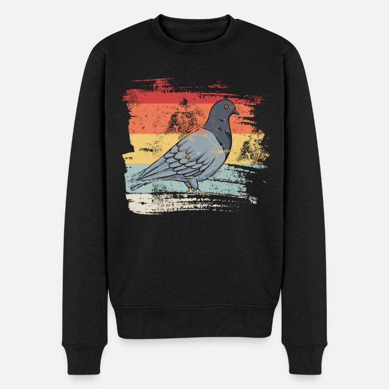 Pigeon oiseau rétro - Pull Premium bio Homme - noir