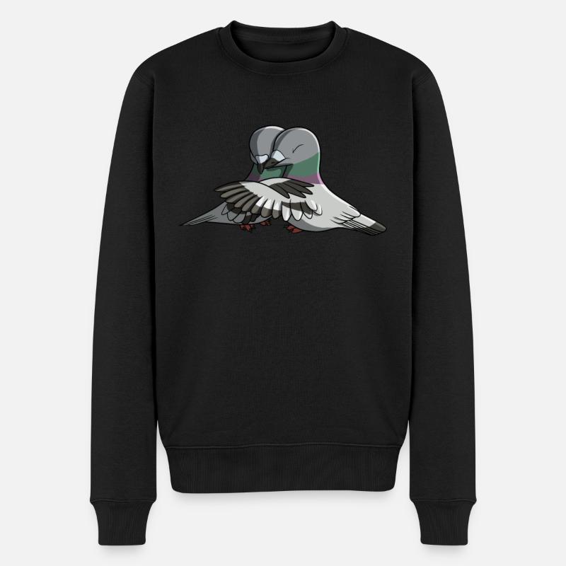 Sich umarmende Tauben - Männer Premium Bio Pullover - Schwarz