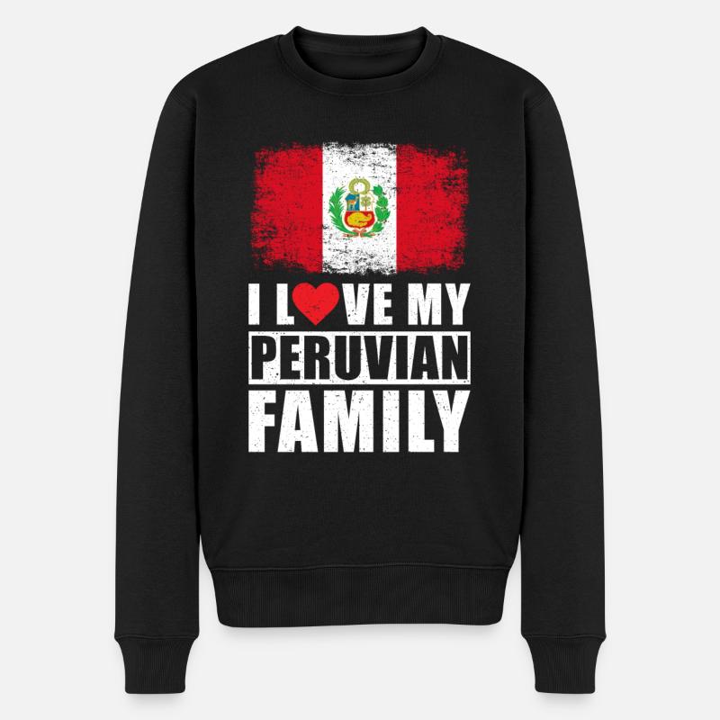 Peru Familie Liebe Spruch - Männer Premium Bio Pullover - Schwarz
