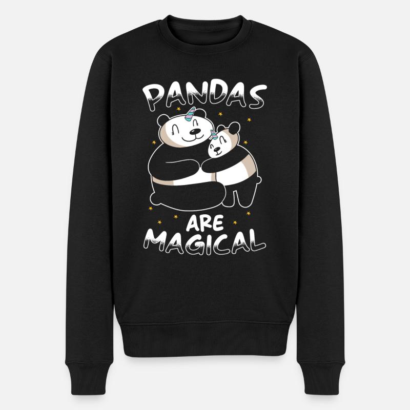 Panda Einhorn Panda - Männer Premium Bio Pullover - Schwarz
