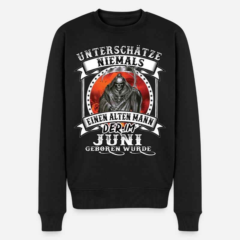 Geburtstag Juni Alter Mann - unterschätze niemals - Männer Premium Bio Pullover - Schwarz