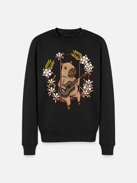 Capybara Rodent Guitar - Men's Premium Organic Jumper - black