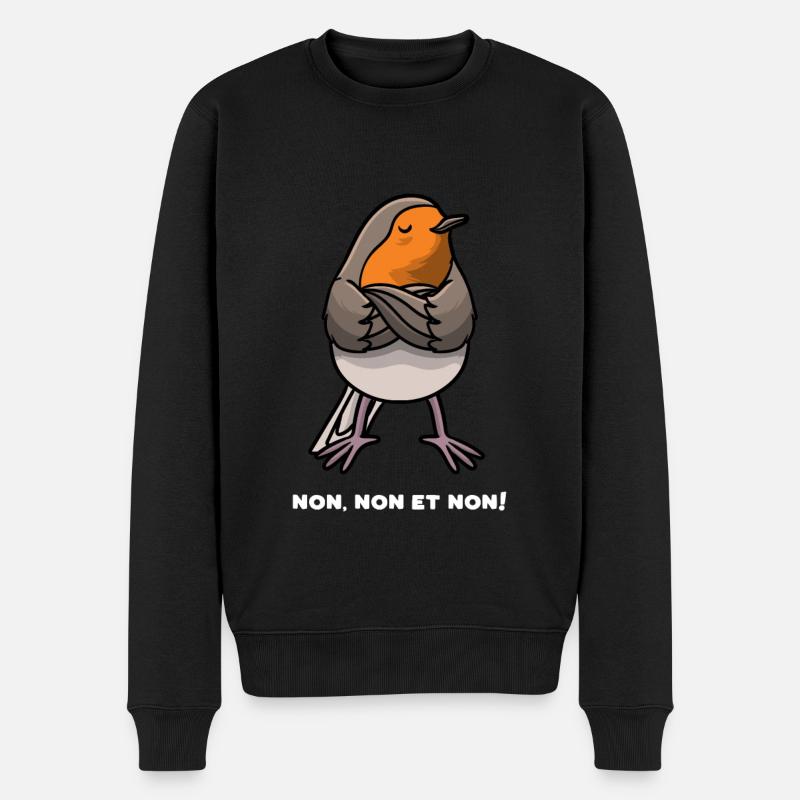 Vertrauter Robin Hartnäckiger Vogel - Männer Premium Bio Pullover - Schwarz