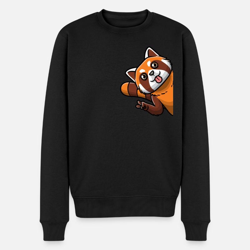 Kawaii Roter Panda - Männer Premium Bio Pullover - Schwarz