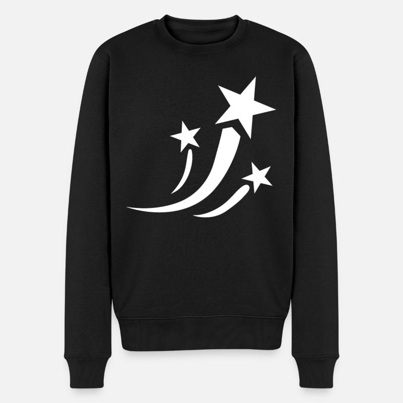 Weisse Sternschnuppen - Männer Premium Bio Pullover - Schwarz