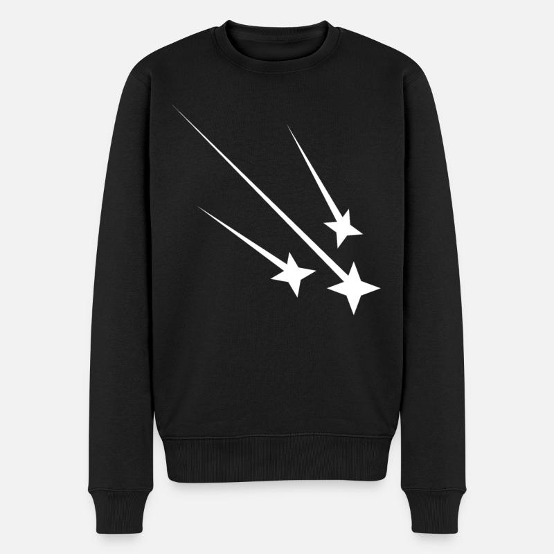 Weisse Sternschnuppen - Männer Premium Bio Pullover - Schwarz