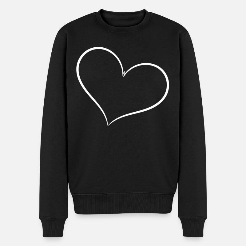 Cœur Simple Blanc - Pull Premium bio Homme - noir