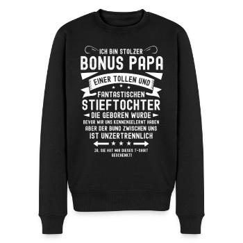 Bonus Papa Stieftochter Stiefvater Stiefpapa - Männer Premium Bio Pullover - Schwarz - Vorne - Nico (187cm)