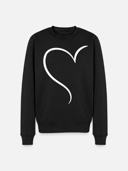 White Half Heart Love - Men's Premium Organic Jumper - black