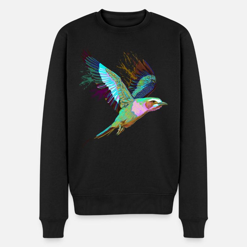 Flying Splash Bird Lilac Breasted Roller - Men's Premium Organic Jumper - black