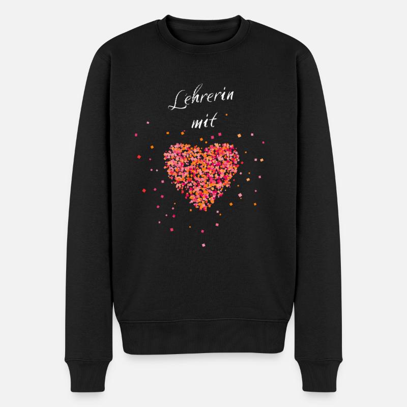 Lehrerin mit Herz Lehrerinnen Lehramt - Männer Premium Bio Pullover - Schwarz