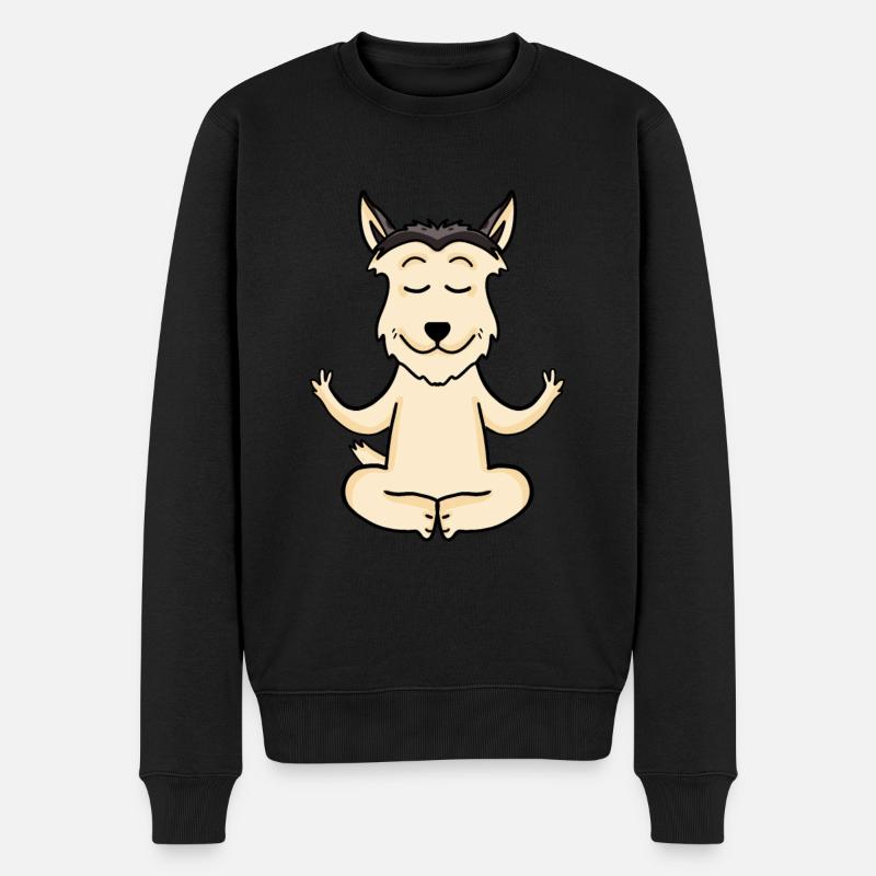 Yoga Hund Berger de Picardie - Männer Premium Bio Pullover - Schwarz
